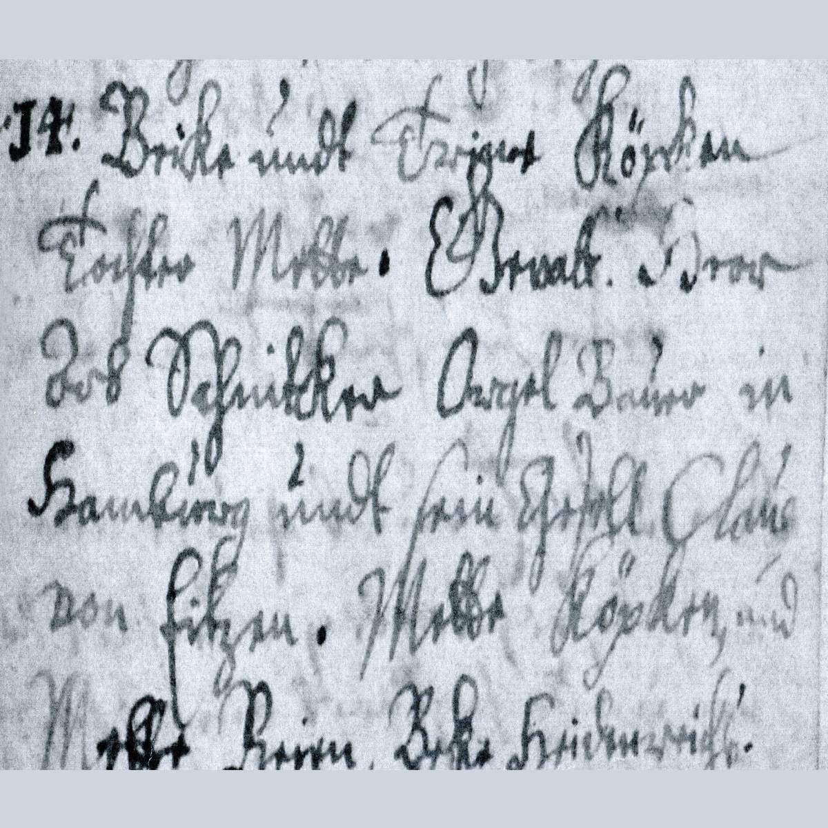 Foto des Taufbucheintrags, wo Schnitger als Taufpate in Steinkirchen genannt wird.